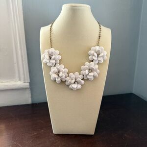 J.Crew White Floral Chunky Flower Statement Necklace Jewelry